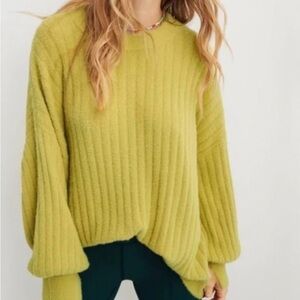 Aerie Butter Cream Sweater Chartreuse Women's Xsmall Oversized Soft Warm